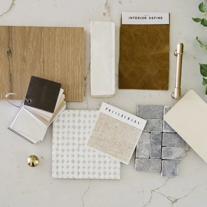 Interior Designers, flat lay of different textures, materials, and options for design